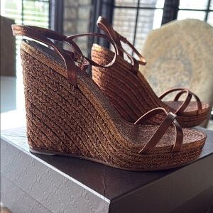 Elegant Brown Wedge Sandals